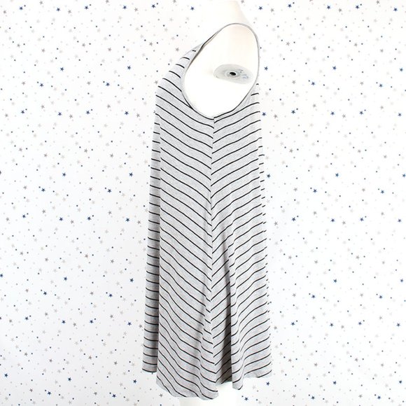 Halter Neck Stripe Swing Dress Heather Grey / Black - Picture 2 of 4